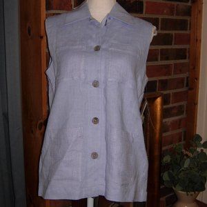Hill Country Light Blue Linen Sleeveless Top S New With Tags
